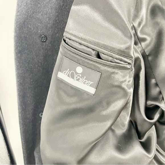 Di Silver Vtg Men's Cashmere Blend Charcoal Black Long Overcoat Sz 44 Reg EUC - Picture 9 of 14